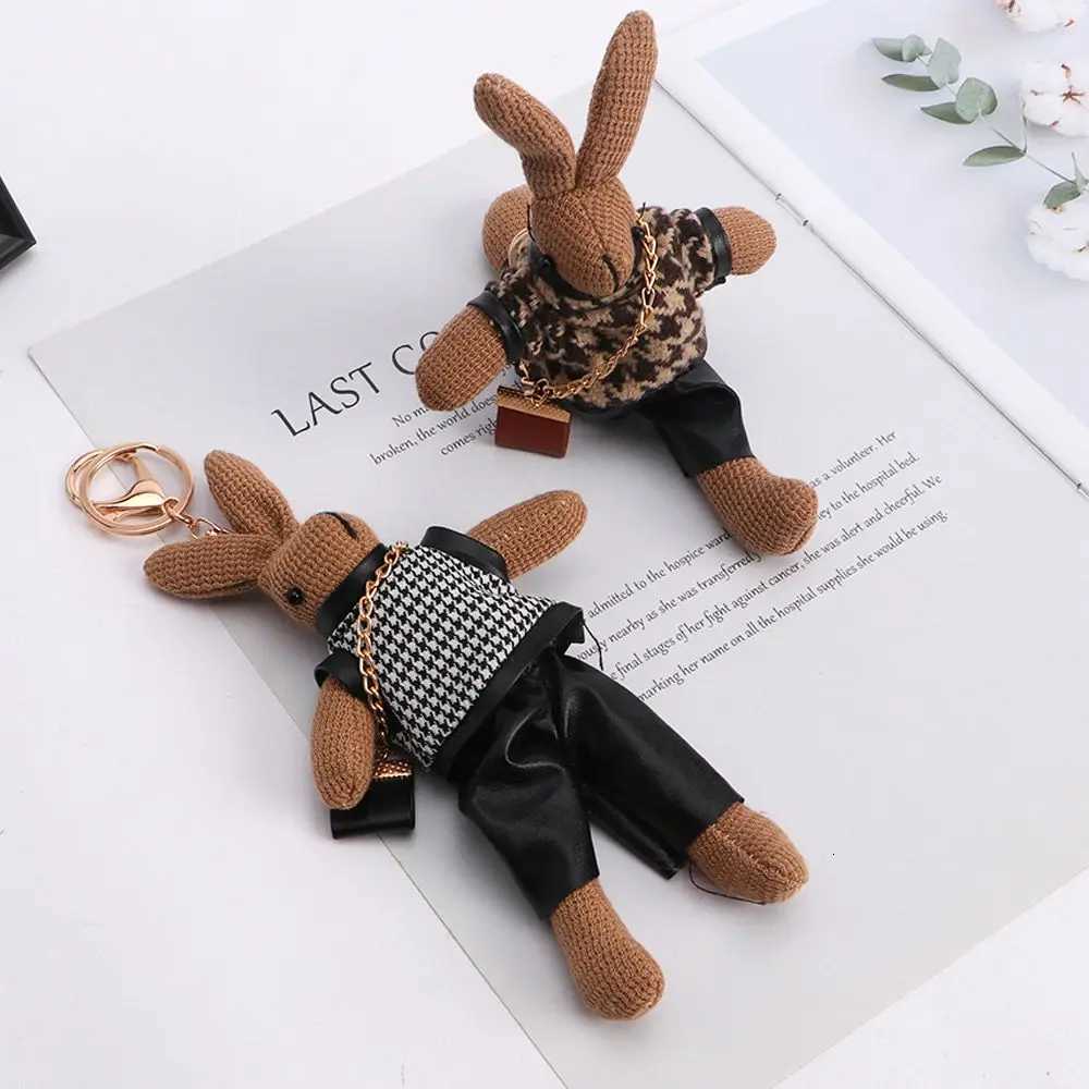 Korean creative Lady Rabbit Keychain cute long foot rabbit exquisite doll car key chain bag Pendant GiftT251127