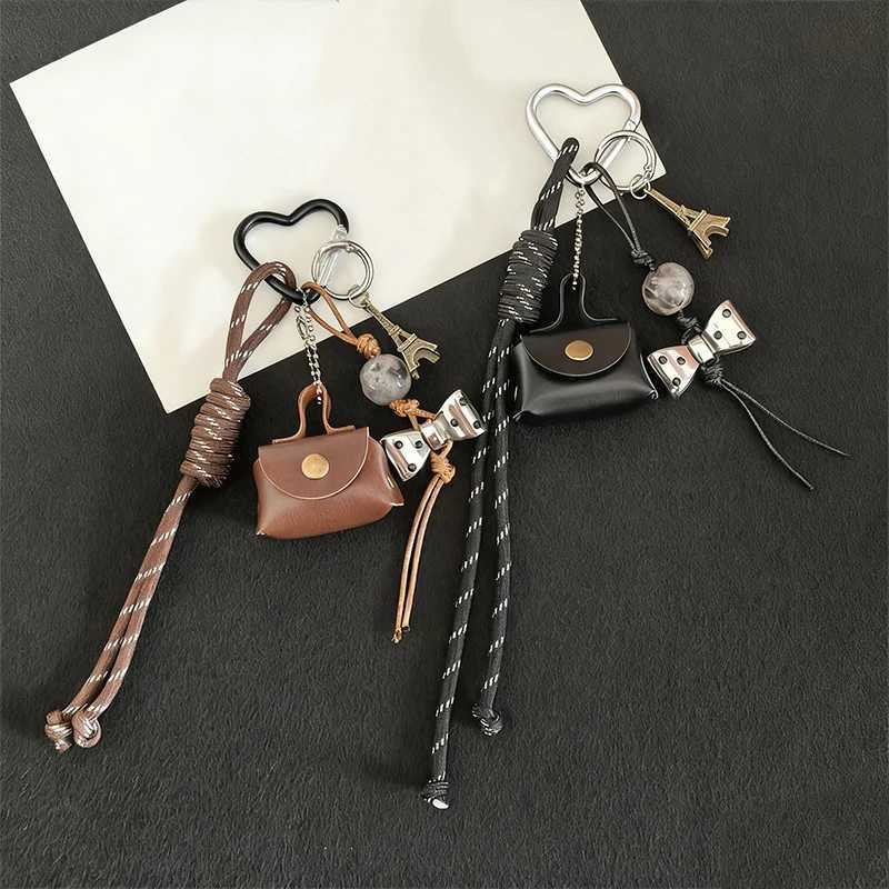 Leather Rope Luxury Bag Key Chain Coin Purse Exquisite Luxury Bag Lucky Pendant Cute Phone Decor Car Key Ring Bag HangingT251127