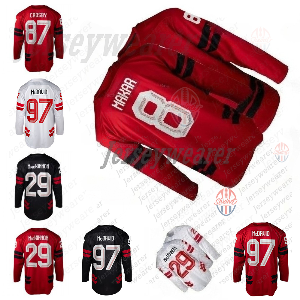 Custom Hockey Jerseys Canada 2026 Olympices 87 Sidney Crosby 8 Cale Makar 29 Mackinnon 13 Reinhart Stitched Letter Number Design S-XXXL