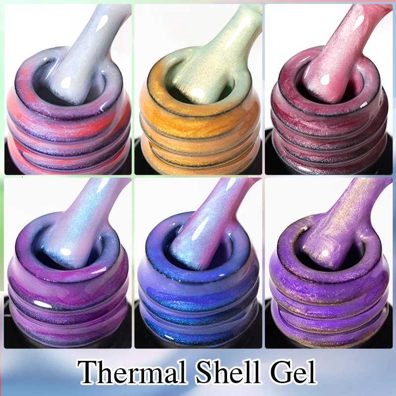75ML Temperature Color-Changing Shell Tread Glitter Gel Nail Polish Red Blue Purple Thermal Nail Gel Soak Off UV Nail VarnishT251127