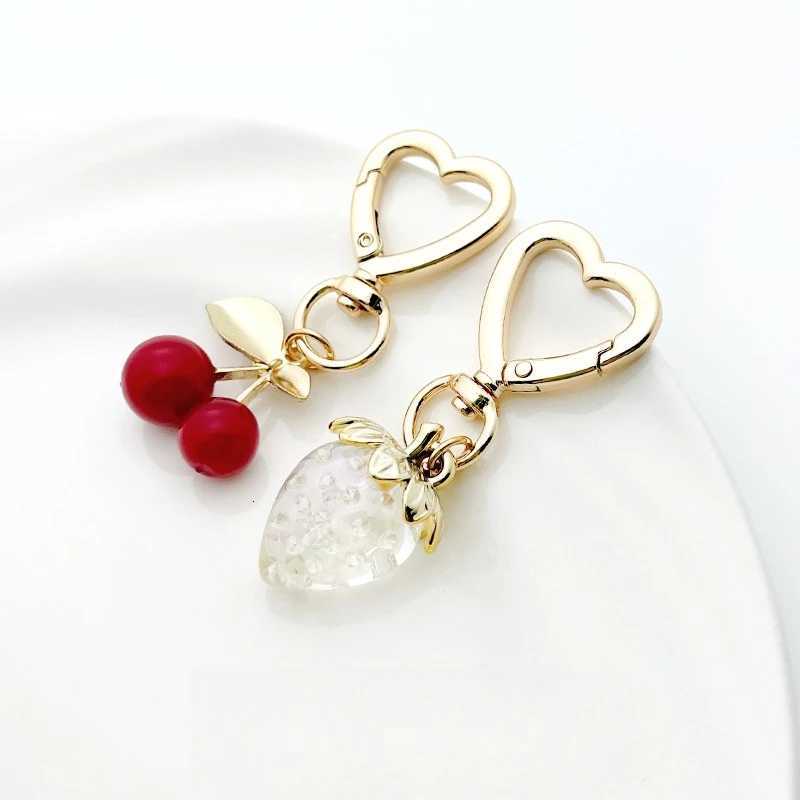 DIY Cherry Blossom Bag Charm Womens Accessory Keychain with Heart-Shaped Design Handmade Hair Accessories Cherry Leaf PendantT251127