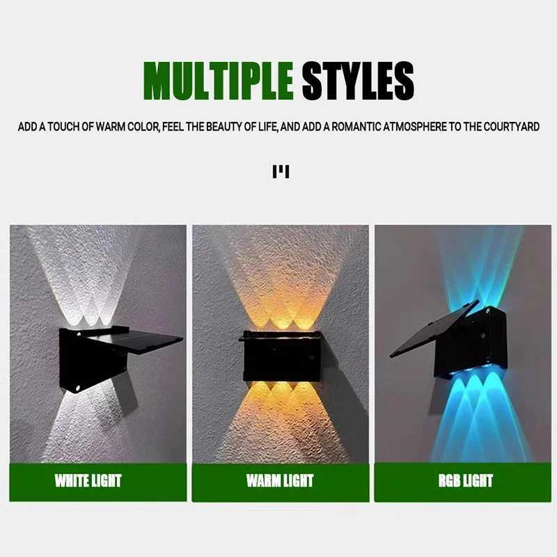 LED Solar Wall Lamp Outdoor Rainproof Water Garden Courtyard Intelligent Light Control Lamp Outdoor Lighting Wall Washing LampM251127