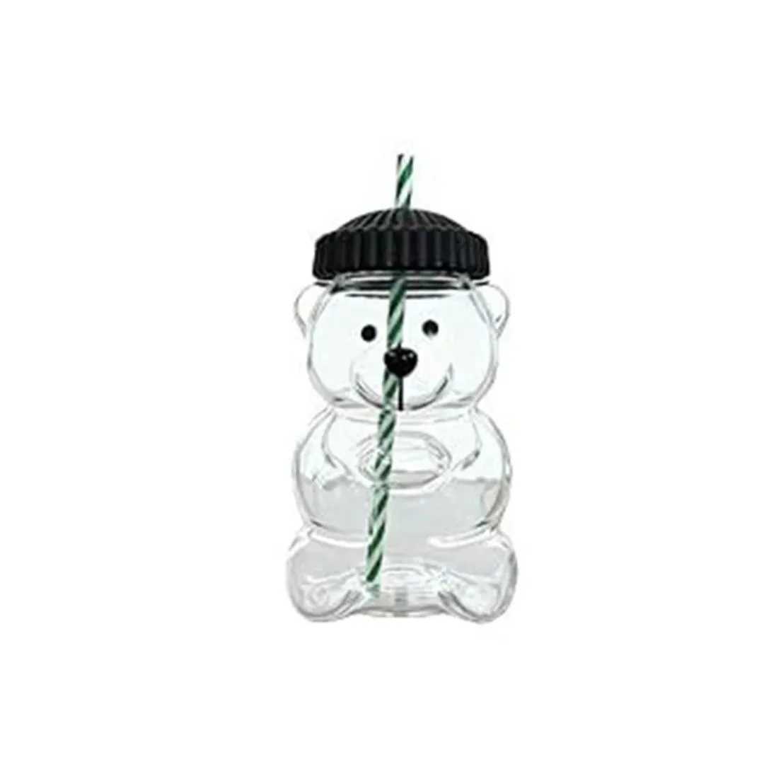 Bear Glass Mug 500ML Large Capacity Straight Drink Straw Cup With Cute Lid Portable For Daily Travel L251127