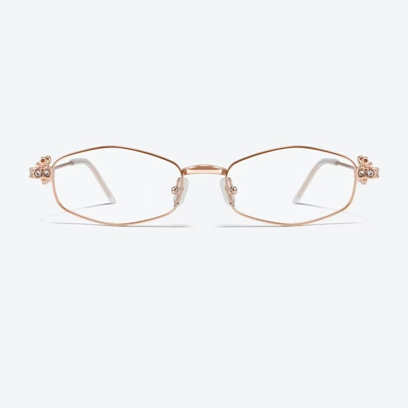 Women's Men's Frameless Glasses Frame For Women Oval Diamond-studded Personality Plain Ultra-light Glasses Shortsightedness