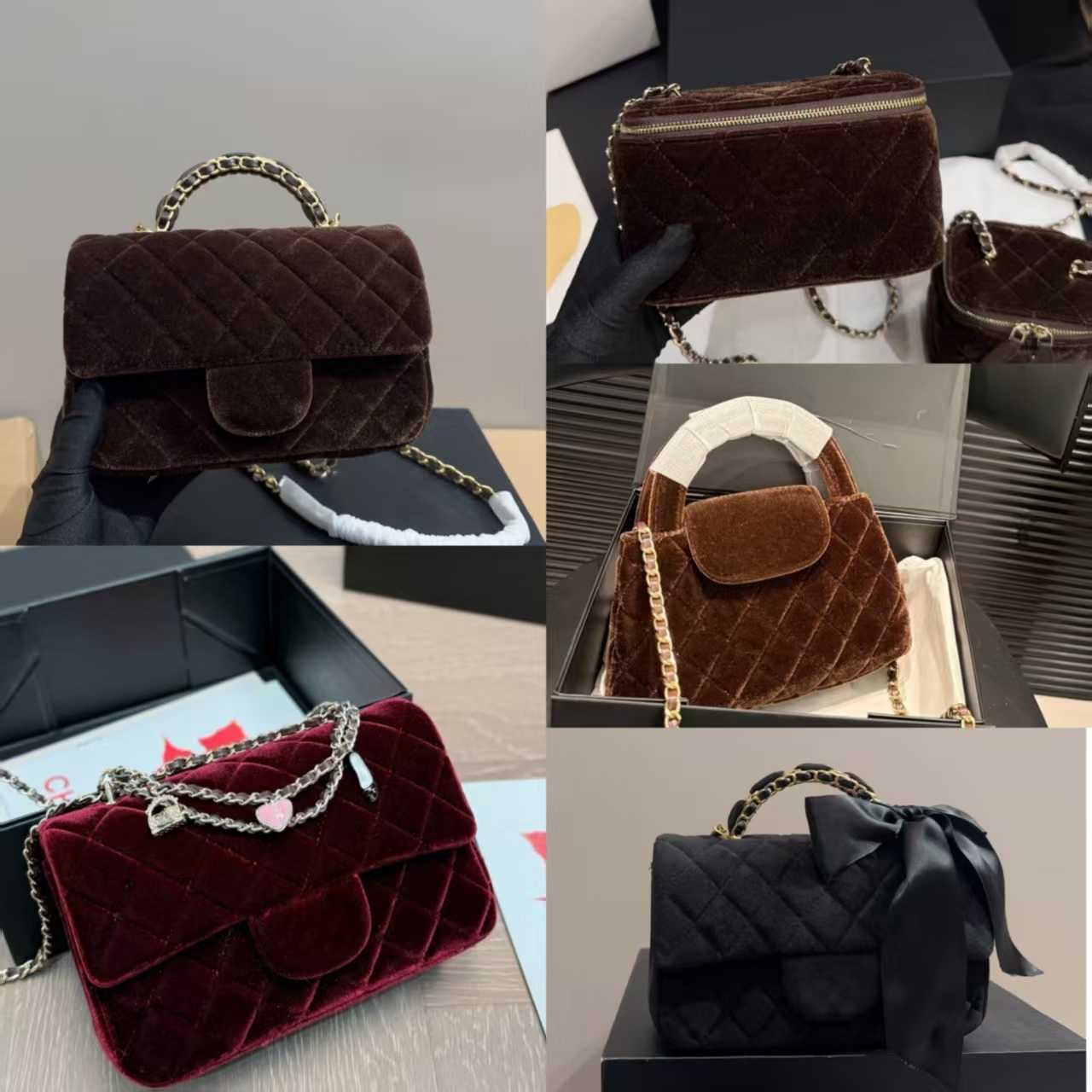 Shoulder Bags designer bag velvet bag women cc bag mini wool cf classic flap bag quilted bag suede chain bag 25k bow fur bag autumn winter work crossbody bag weekend bag