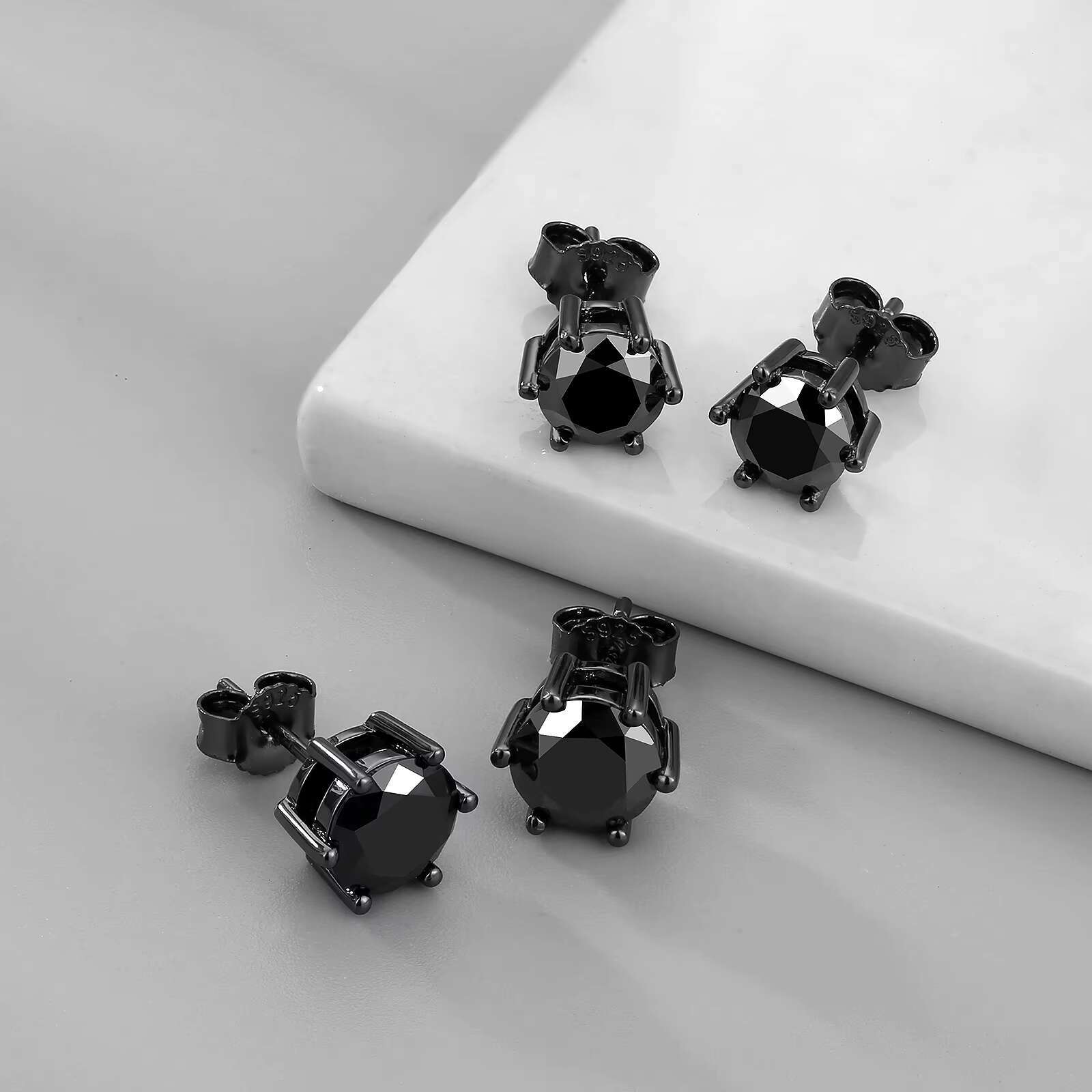 Classic Black Moissanite 925 Sterling Silver Gold Plated Women Men GRA Jewelry 1.0ct 2.0ct Round Cut VVS Diamond Stud Earrings