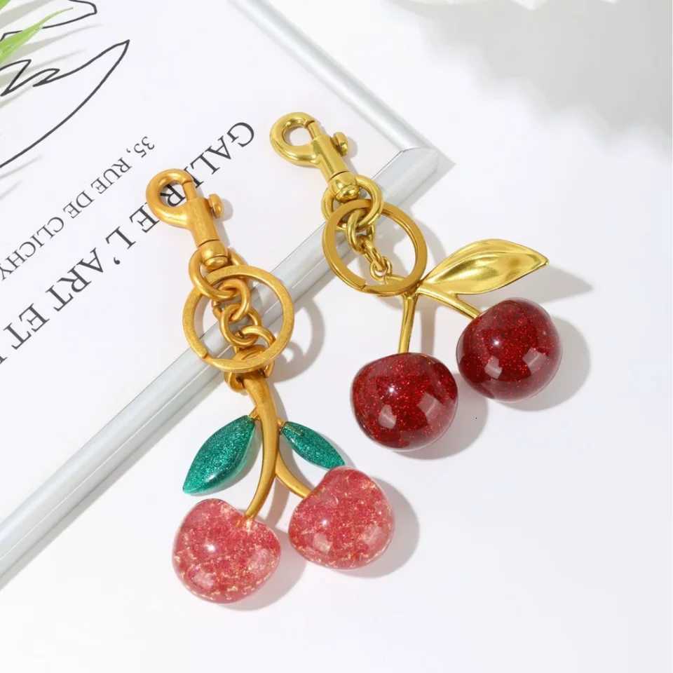 Trendy Red Cherry Pendant Keychain for Women Cute Bag Decorations Multifunctional Jewelry Car Key Accessories Charm Keyring GiftT251127