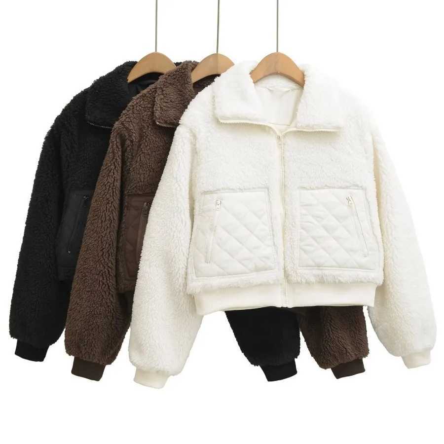 Fleece Warm Jackets Women Autumn Winter Loose Stand Collar Lamb Plush Outerwear Fashion Casual Thicken Zipper Short CoatsXJ251127
