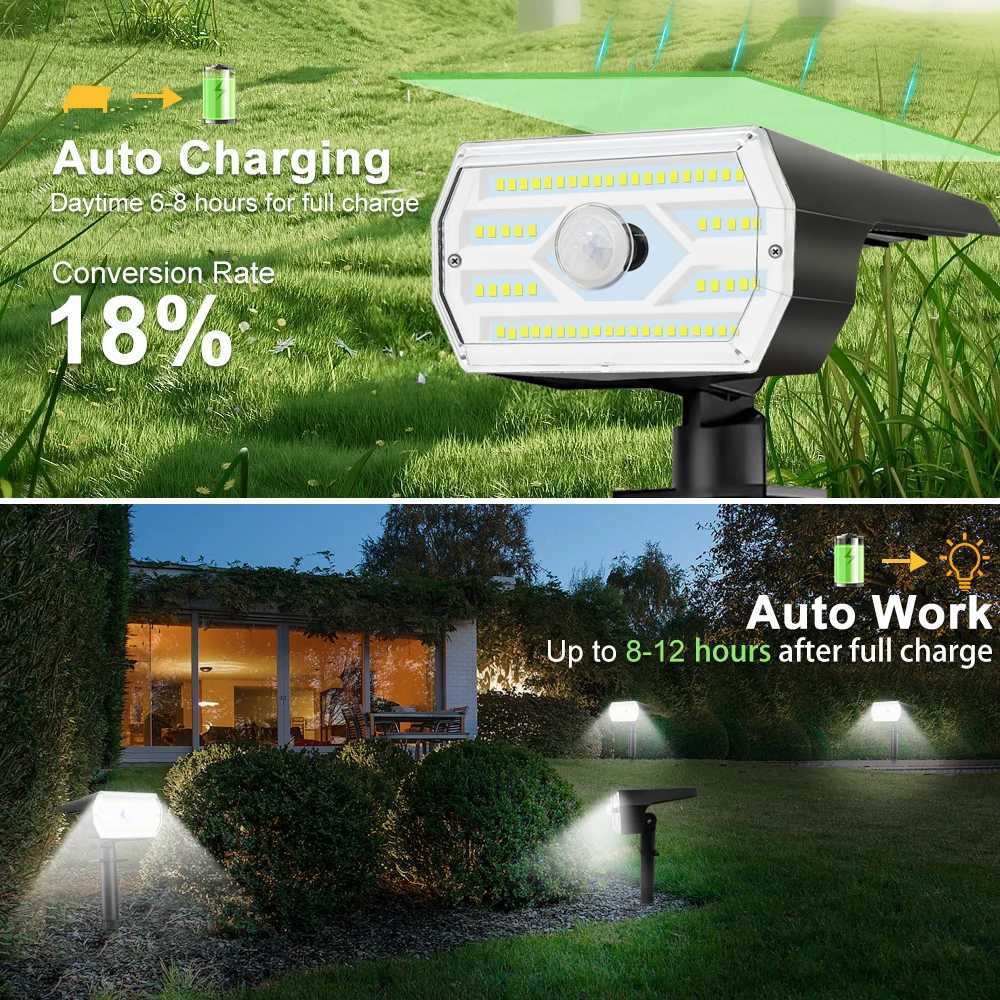 LED Solar Garden Lights 60LED Security Lights Outdoor Motion Sensor Solar Landscape Spotlights 3 Modes Waterproof Yard WallM251127