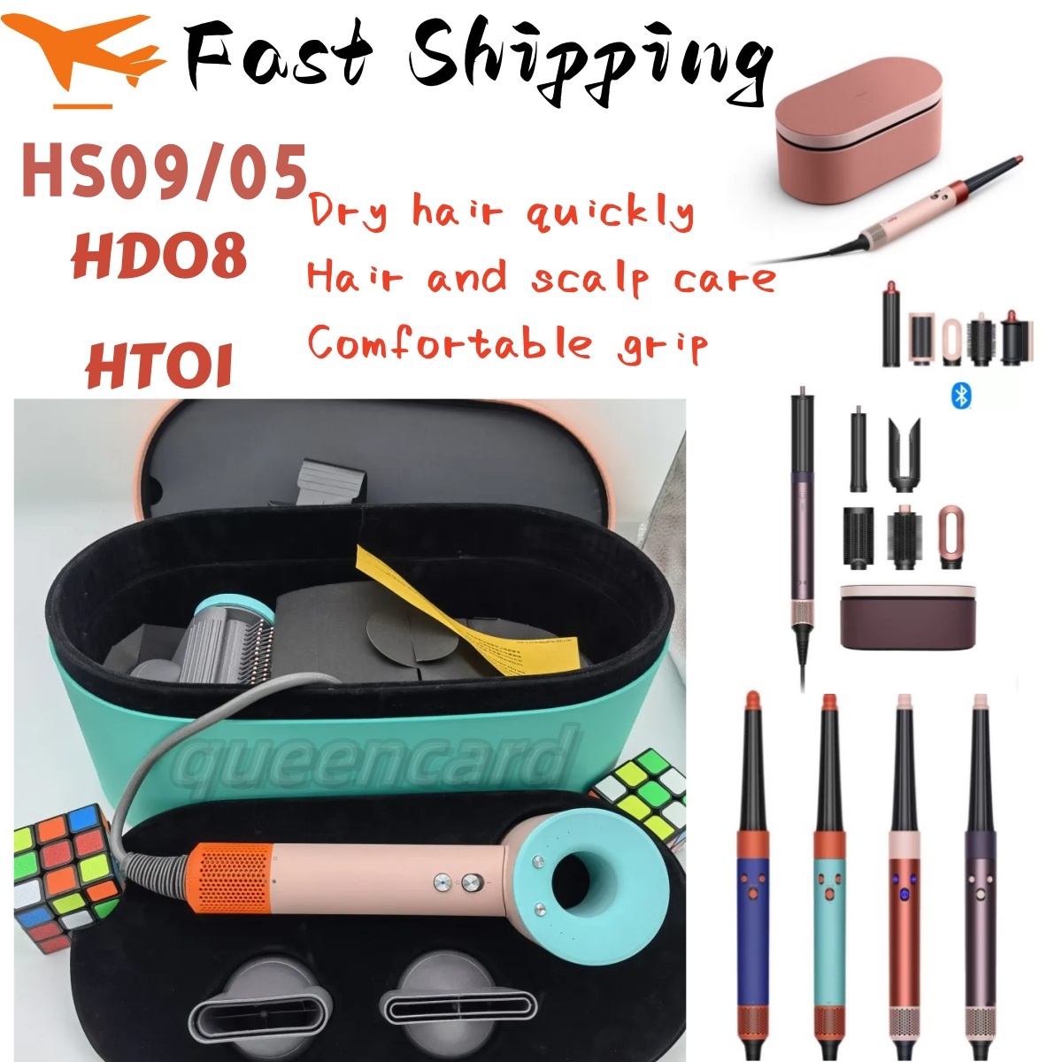 Professional Hair Dryer HD05/08 Blow Dryer 5-in-1 Silent Reduction HS08/09Hair Care Dryer Salon Blow Powerful Stronger Cold Wind Temperature