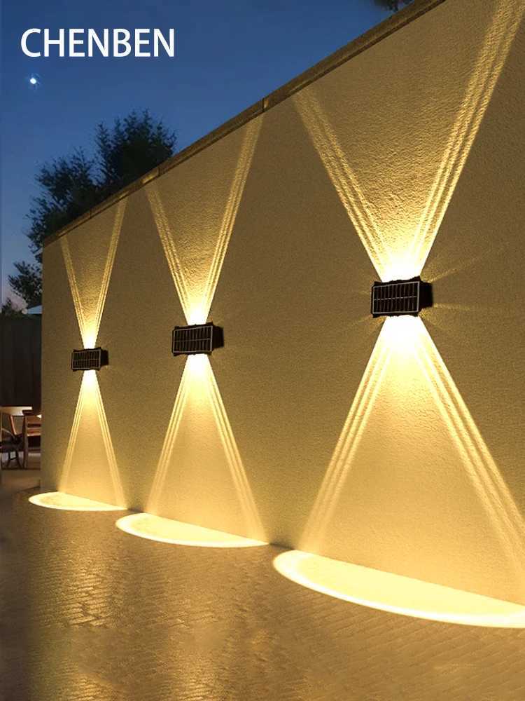 Solar Wall Lamp Outdoor Warm Light Waterproof Up And Down Luminous Lighting Balcony Yard Garden Decoration Lights Exterior WallM251127