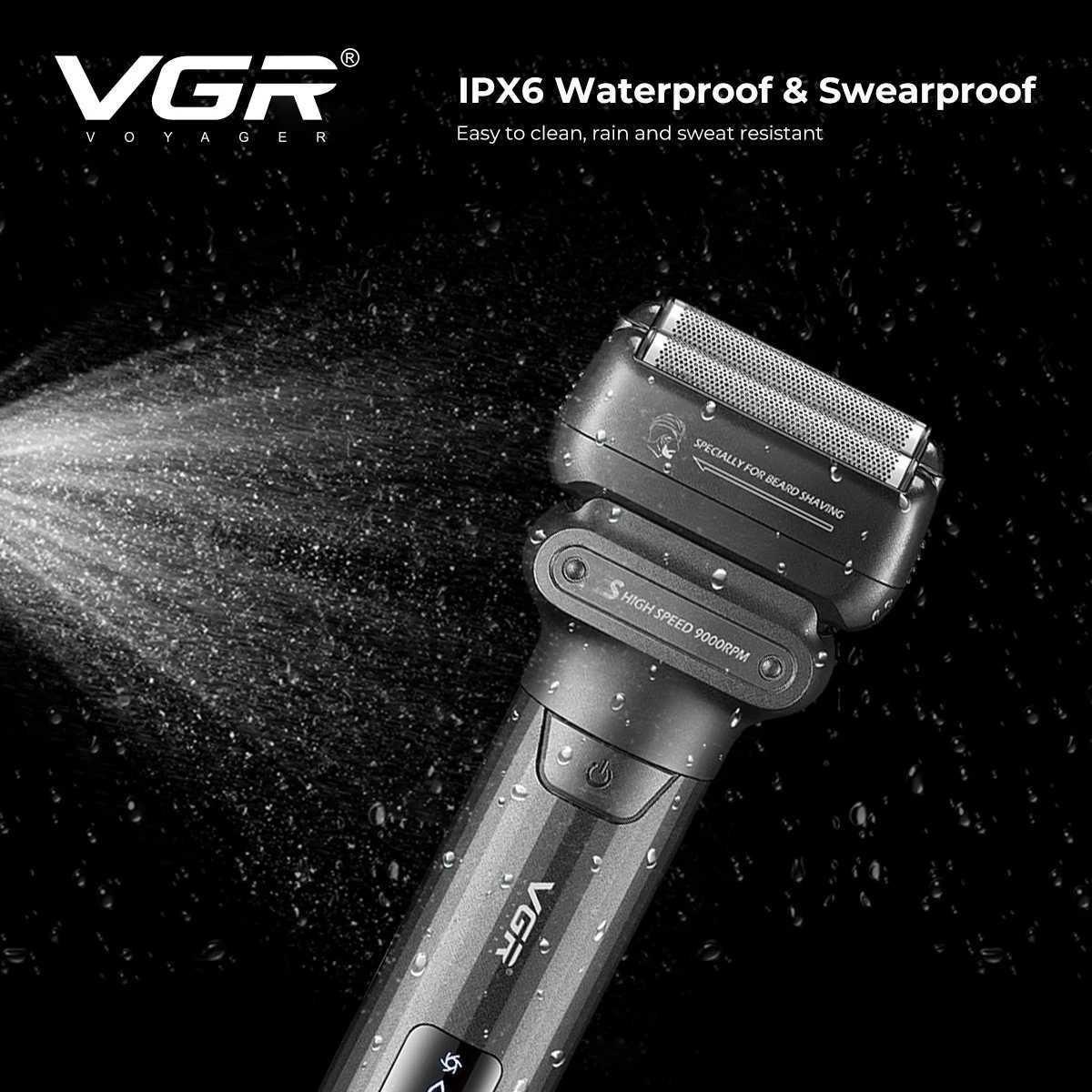 VGR Face Shaver Professional 0MM Foil Shaver 9000 RPM Shaving Beard Machine Electric Reciprocating Shaving Machine for Men V-368 C251128
