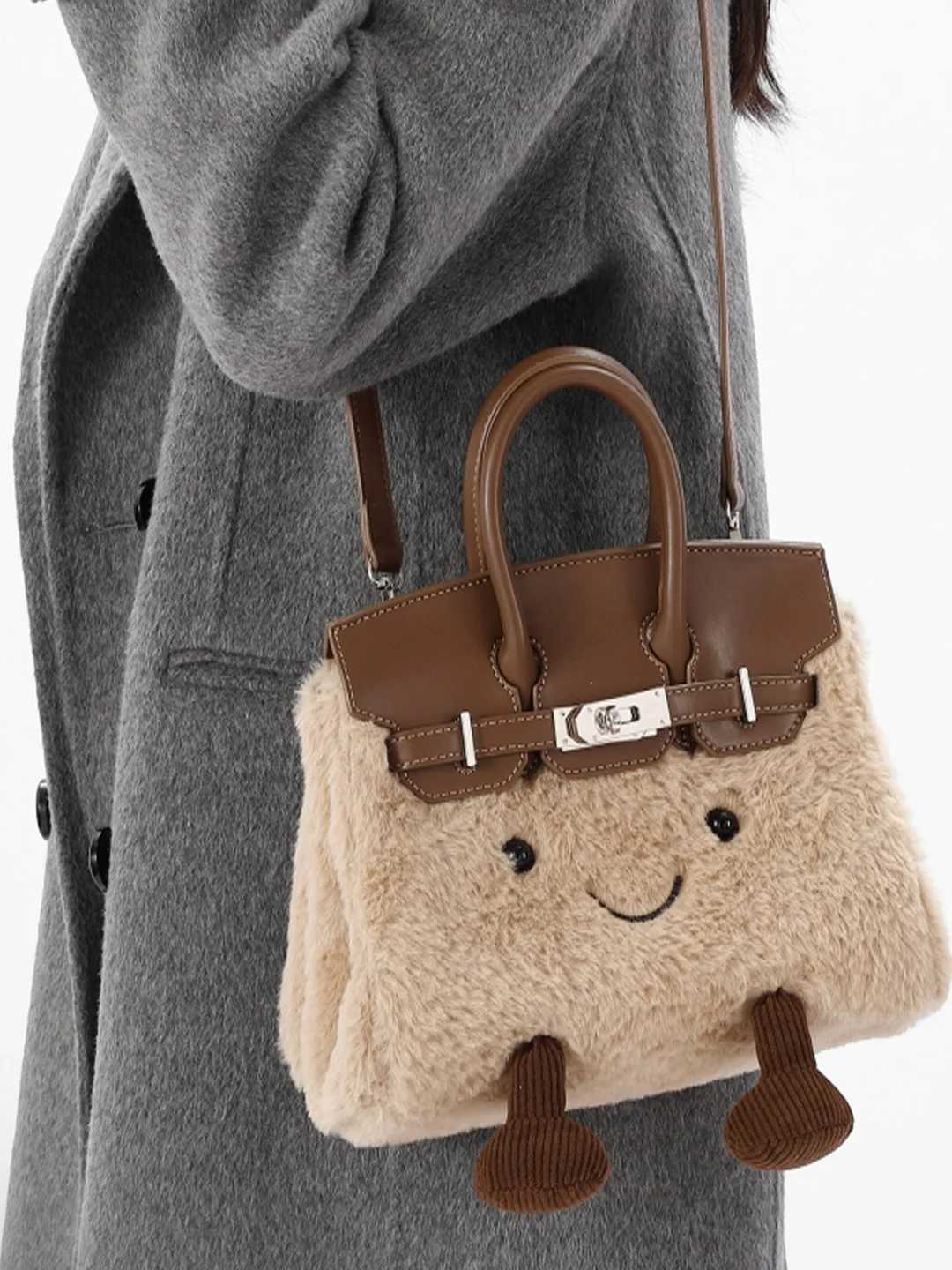 Plush cute crossbody bag doll fiable fur autumn and winter handbag H251128