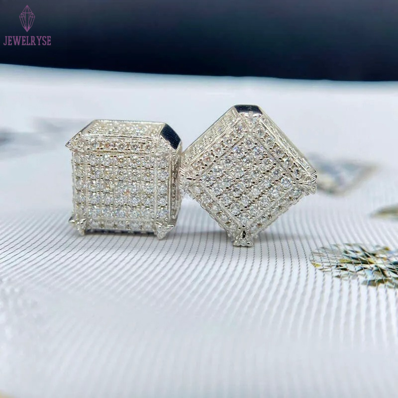 Fashion Jewelry Beautiful Fine Box Packaging Sterling Sliver Moissanite Earrings For Men Or Women