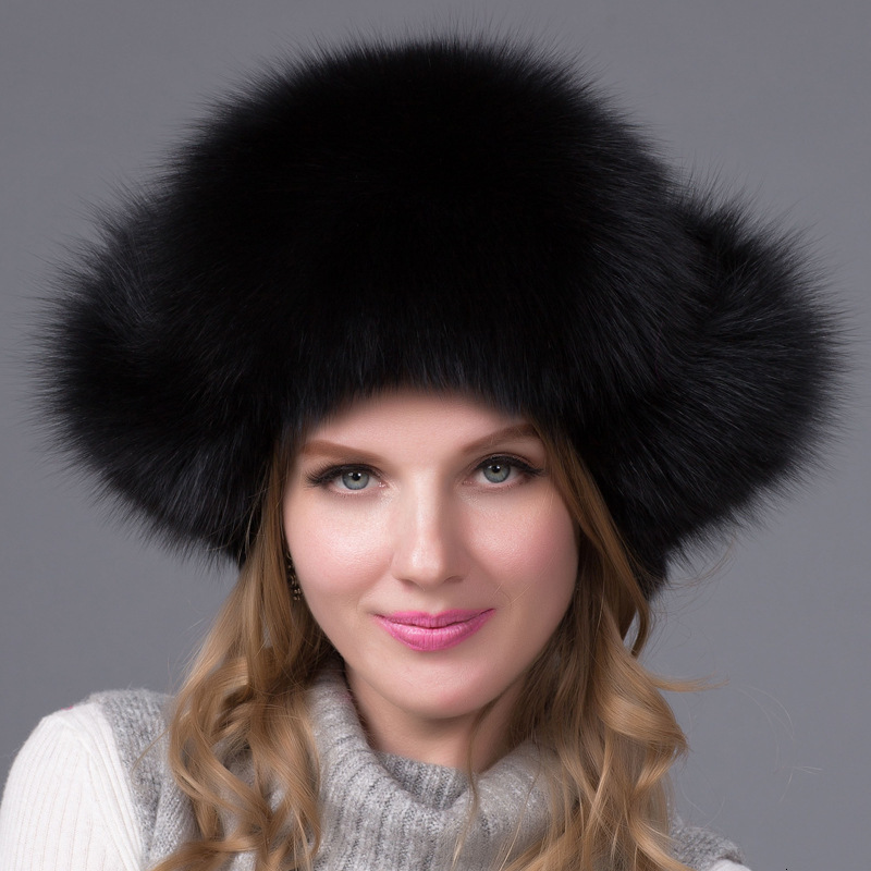Natural Fox Fur Bomber Hats Winter Warm Women Flurfy Genuine Fox Fur Earfiap Caps Quality Russian Lady Real Fox Fur Hat 240910