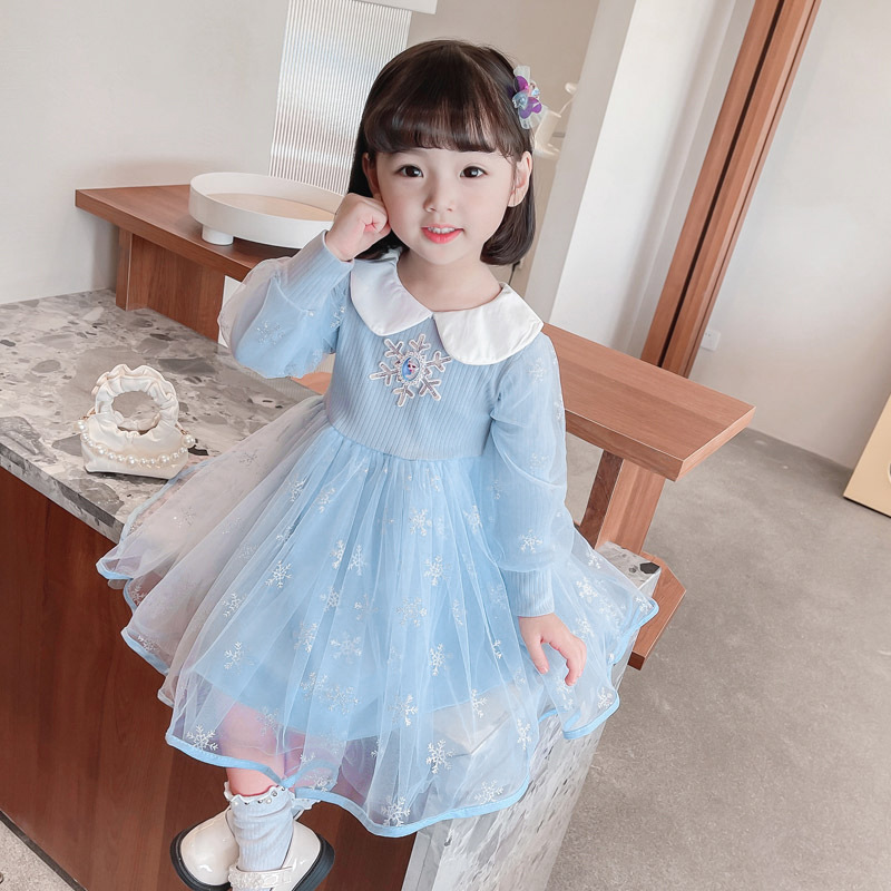 Disney baby designer clothing princess dress birthday outfit dress girls dress dress infant clothes princess Elsa dress children's net dress comf