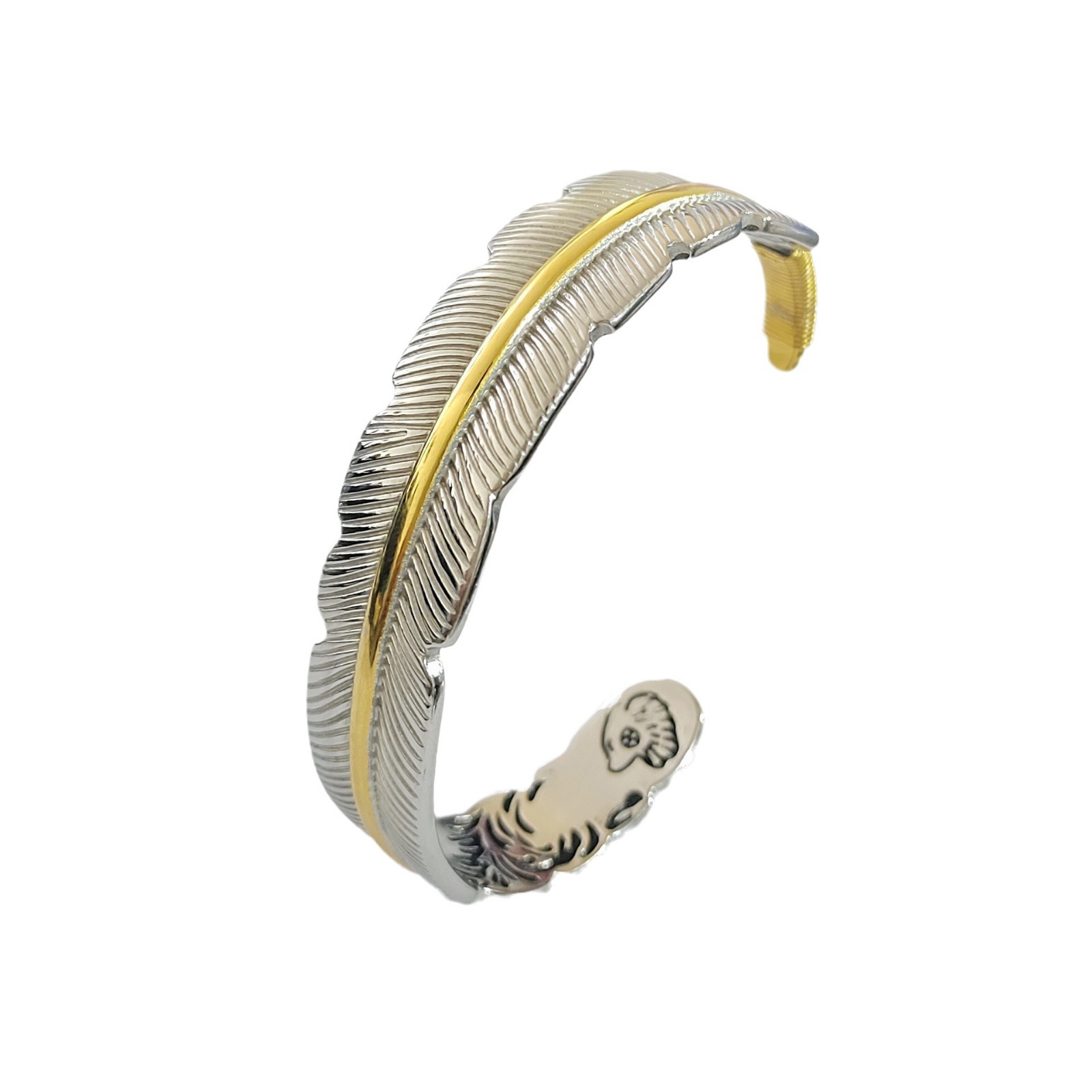 Xinghe New Titanium Steel Bracelet with Personalized Opening, Takahashi Goro Tang Grass Feather Men's Bracelet, Children