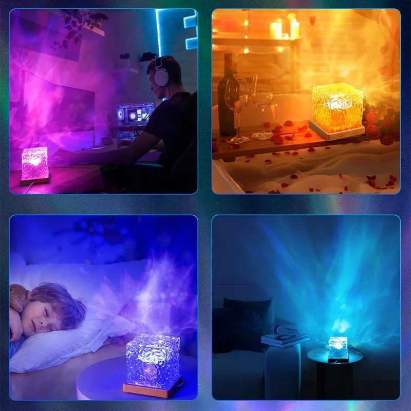 Northern Lights Projector Lamp 16 Colors Ocean Wave Night Light Remote Control Party Atmosphere Light Home Bar Restaurant Gift M251128