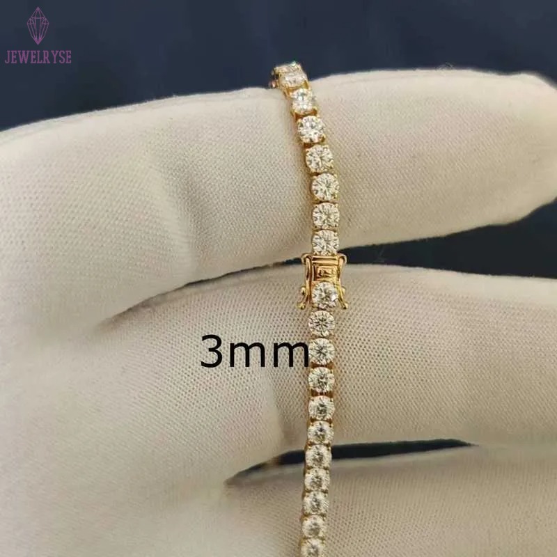 3MM 4MM RoundTennis Chain moissanite lab diamond bracelet Unique Designer moissanite chain Tennis bracelet moissanite bracelet