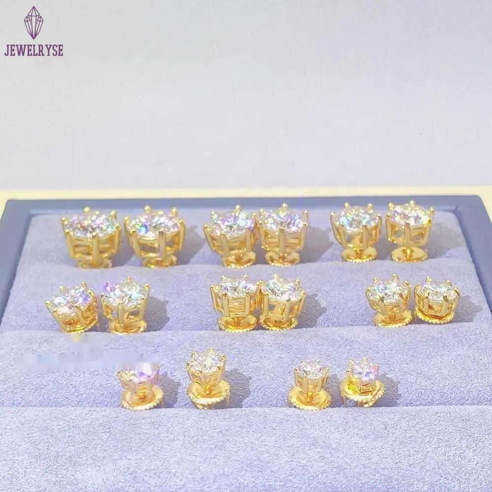 Pass Diamond Tester Classic 6 Prong 925 Sterling Silver Moissanite Screw Back Stud Earrings