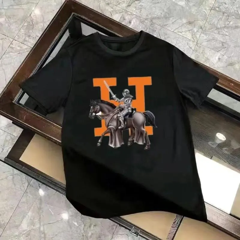 Men's T Shirts 100% cotton Summer Trend American Horse Fashion Printed Short Sleeve T-Shirt Casual Versatile Slim Crew Neck