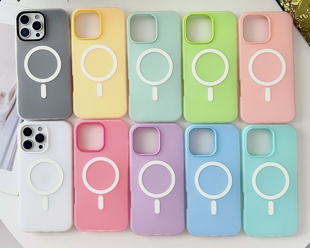 2in1 Magnetic Wireless Charging Cases For Iphone 17 Air 16 Plus 15 14 Pro MAX 13 12 11 Frosted Matte Skin Feel Jelly Colorful Hard Plastic PC Soft TPU