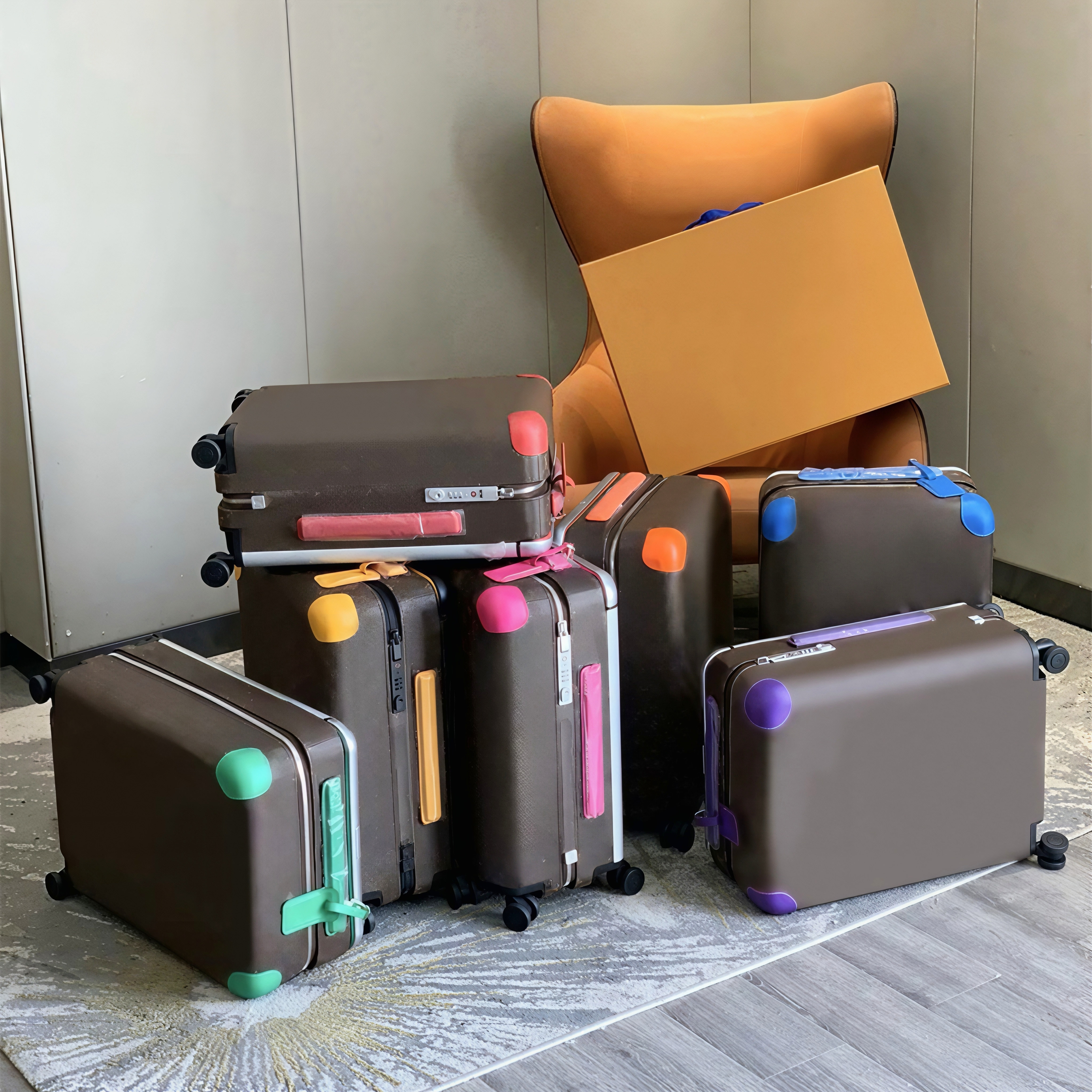 Designer Suitcase Genuine Leather Suitcases Flower Design 20 inches Luggage with wheels Luxury Boxes Trolley Case Travel Bag Unisex Boarding Case Password Box