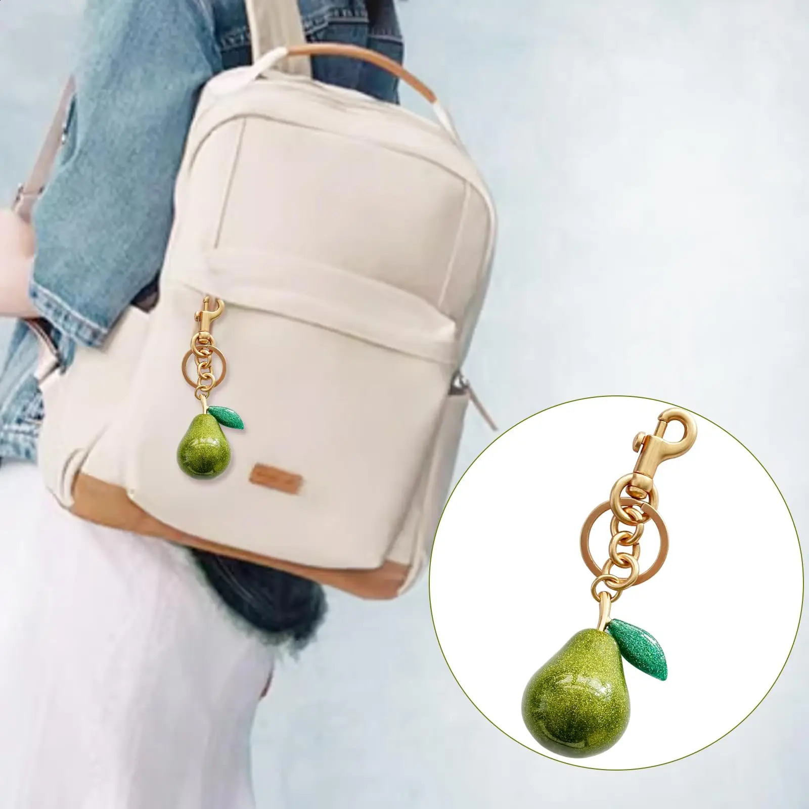 Cute Pear Bread KeychainBag CharmsHandbag Charms for PursesKey Chains Accessories Decor for Women Christmas Birthday Valentin 250428