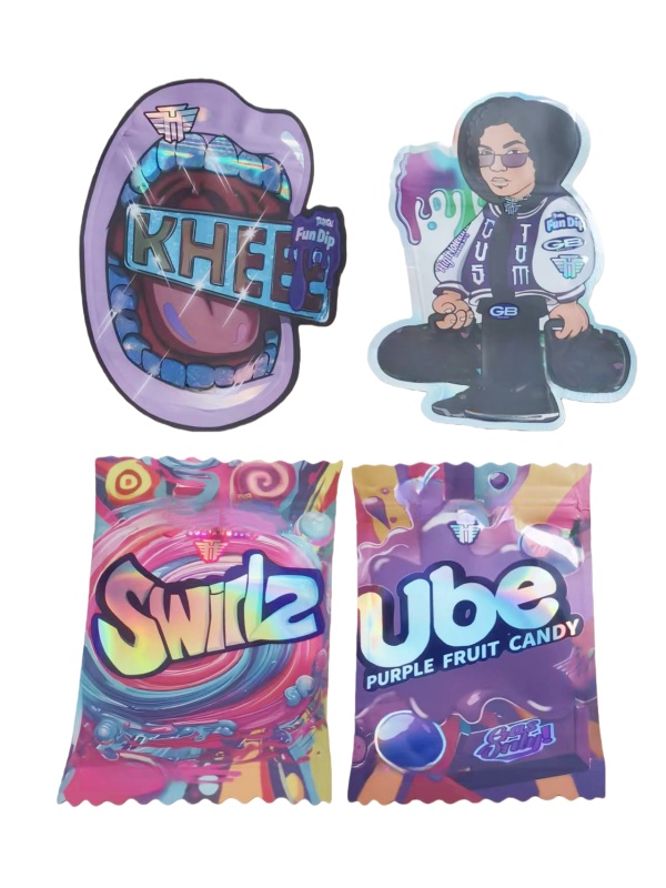 die cut shape mylar bag 3 5 stand up foil pouch candy pizza CD shaped baggie resealable zippper smell proof packaging custom print