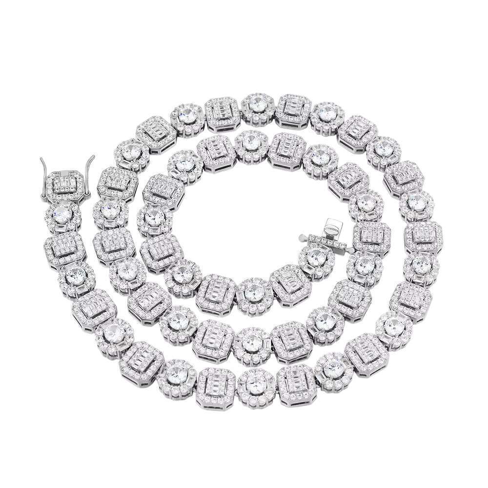 Purple 10mm necklace chilled square long stick breadflower tennis ball cluster chain white gold