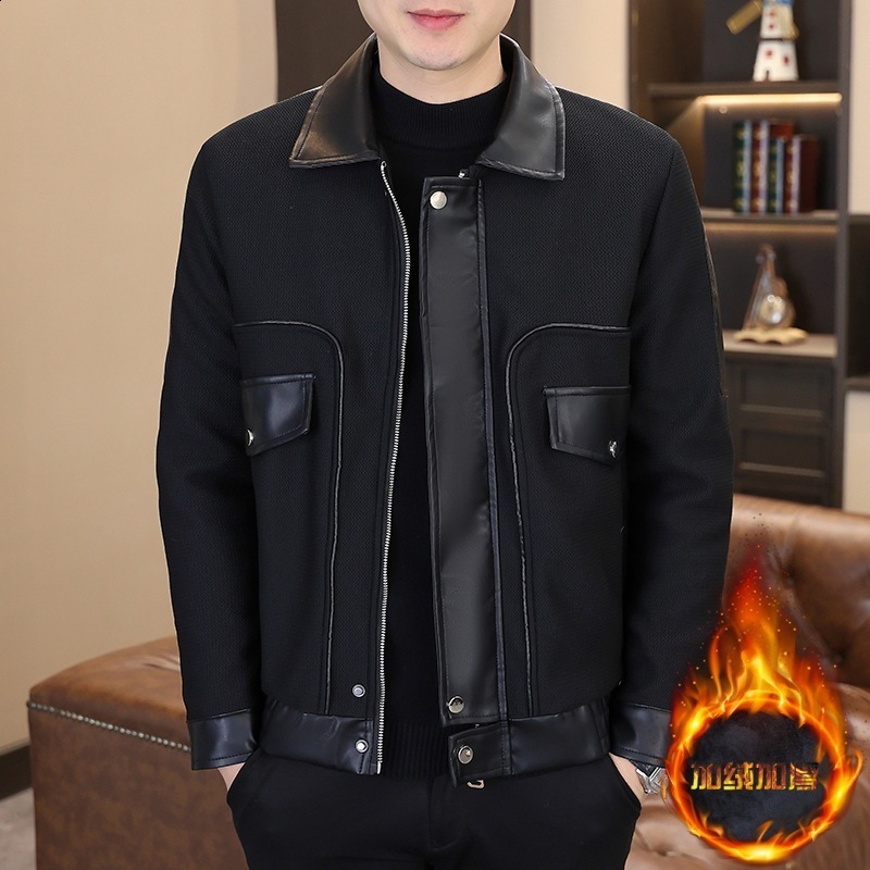 Mens Y2K Jacket Splicing Corduroy Flip Pocket Knitted Jacket Autumn Casual Windproof Jacket Mens Clothing 241108