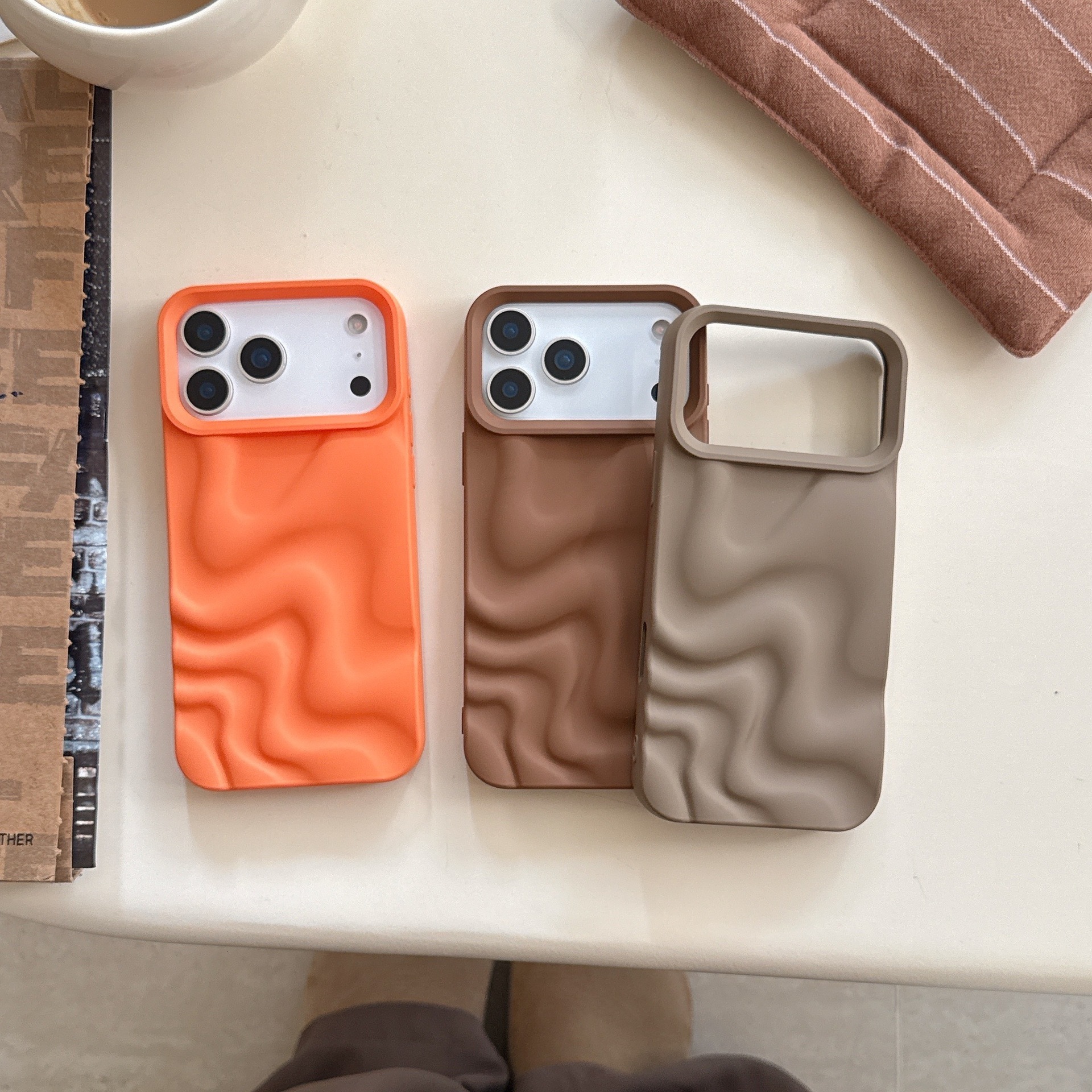 3D Irregular Water Ripple Phone Case iPhone 17 Pro Max Solid Color Compatible with Apple 16 15 Pro Matte