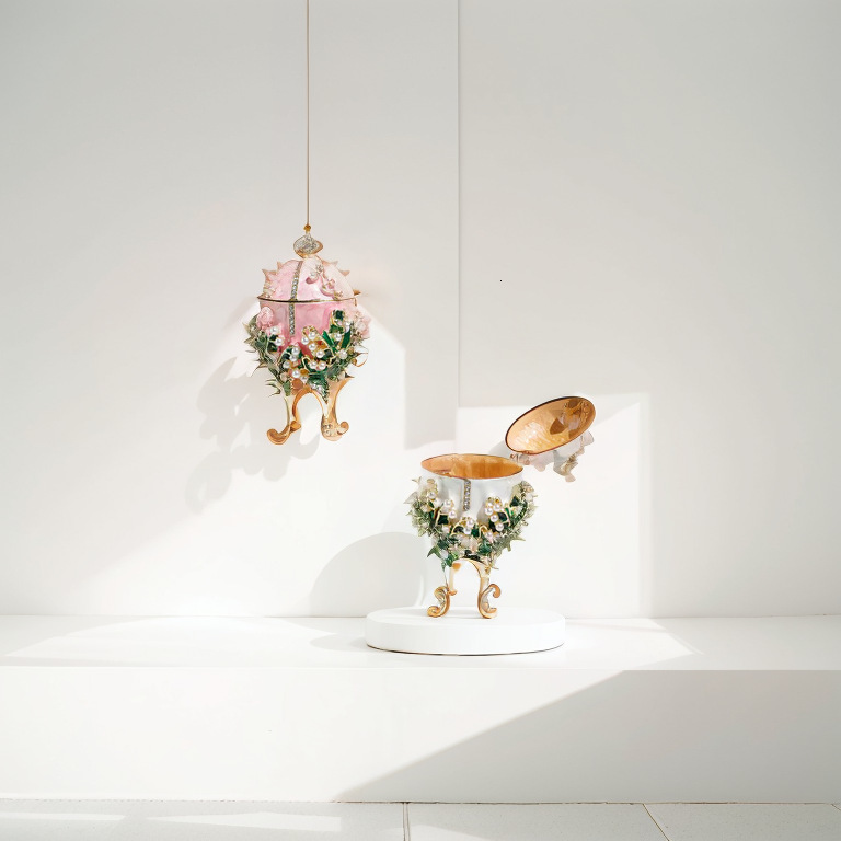 Jewelry Stand Enamel Easter Egg Crystal Flower Crown Trinkets Box Ring Holder Mini Storage Collectible Figurines Creative Gifts 230228