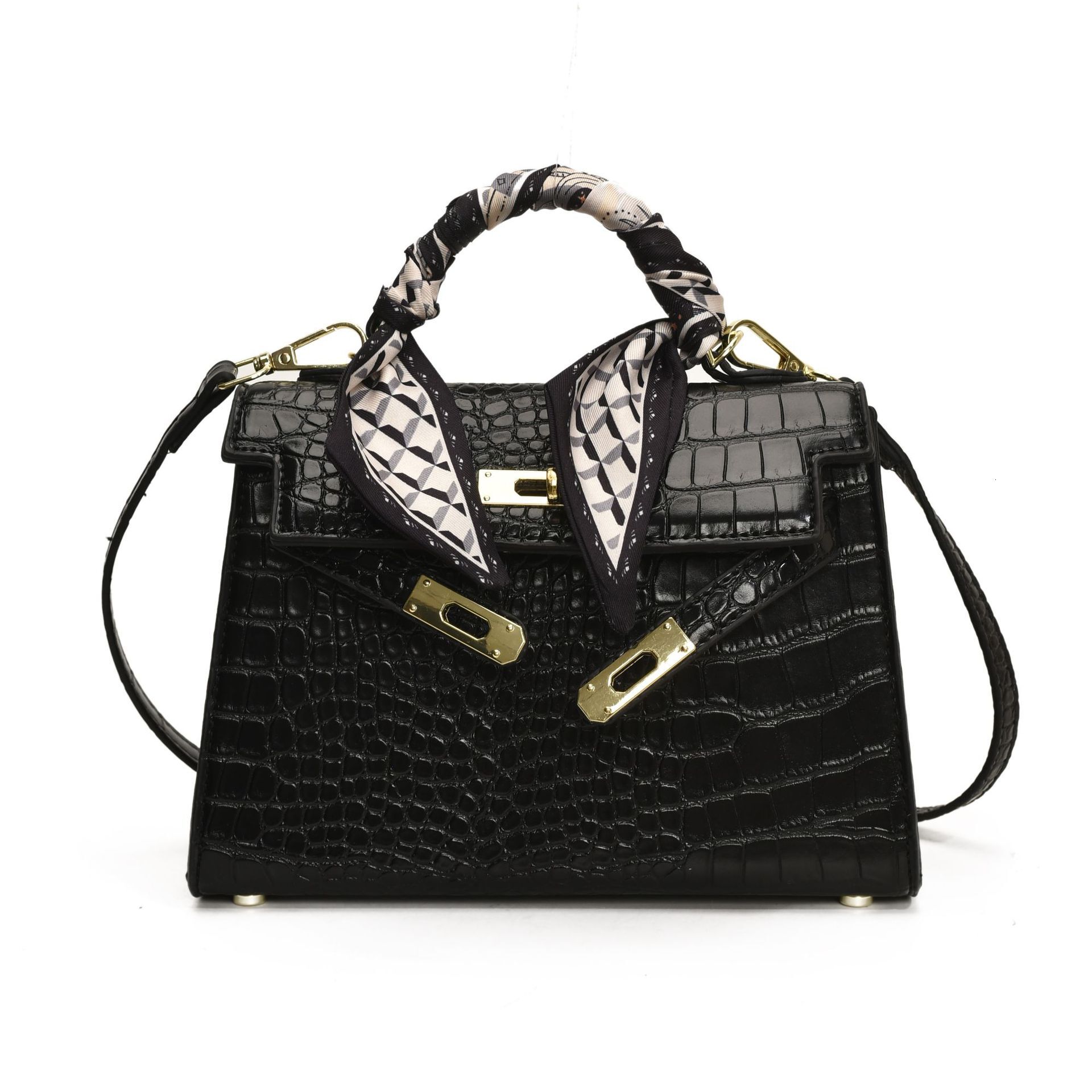 Designer 2025S patent leather Kelly women high-end stone pattern hand-held small square new fashion versatile shoulder diagonal cross bag