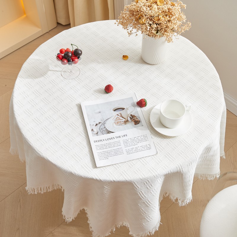 A846 lace white tablecloth, INS style, round table, square table, coffee table, bedside table, desk, photo background cloth, tablecloth