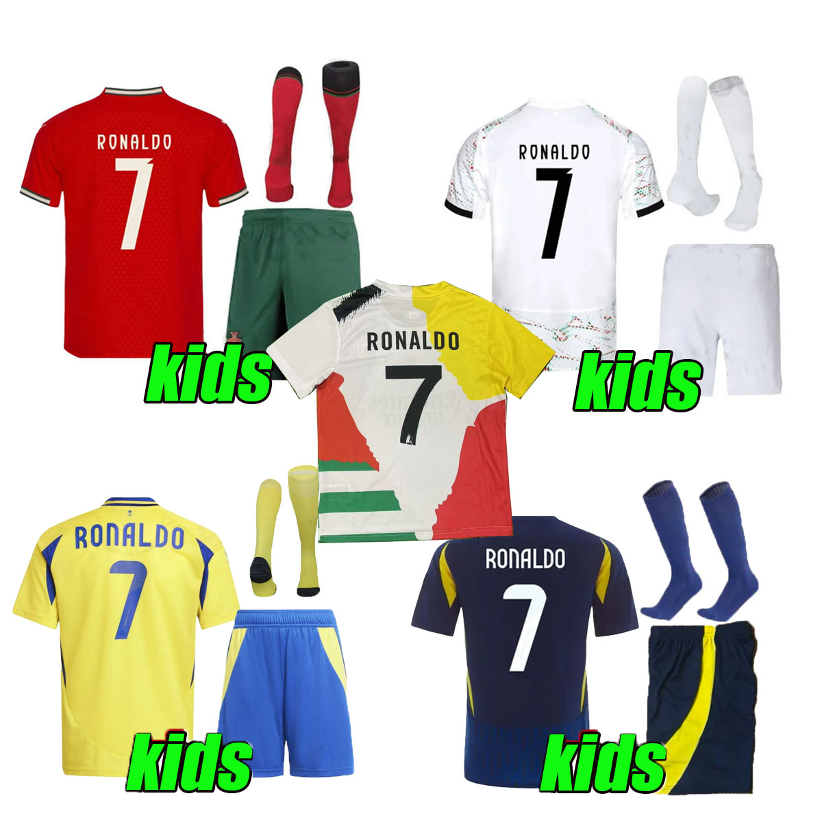 kids football kits Ronaldo soccer Jerseys Retro CR7 Football shirt