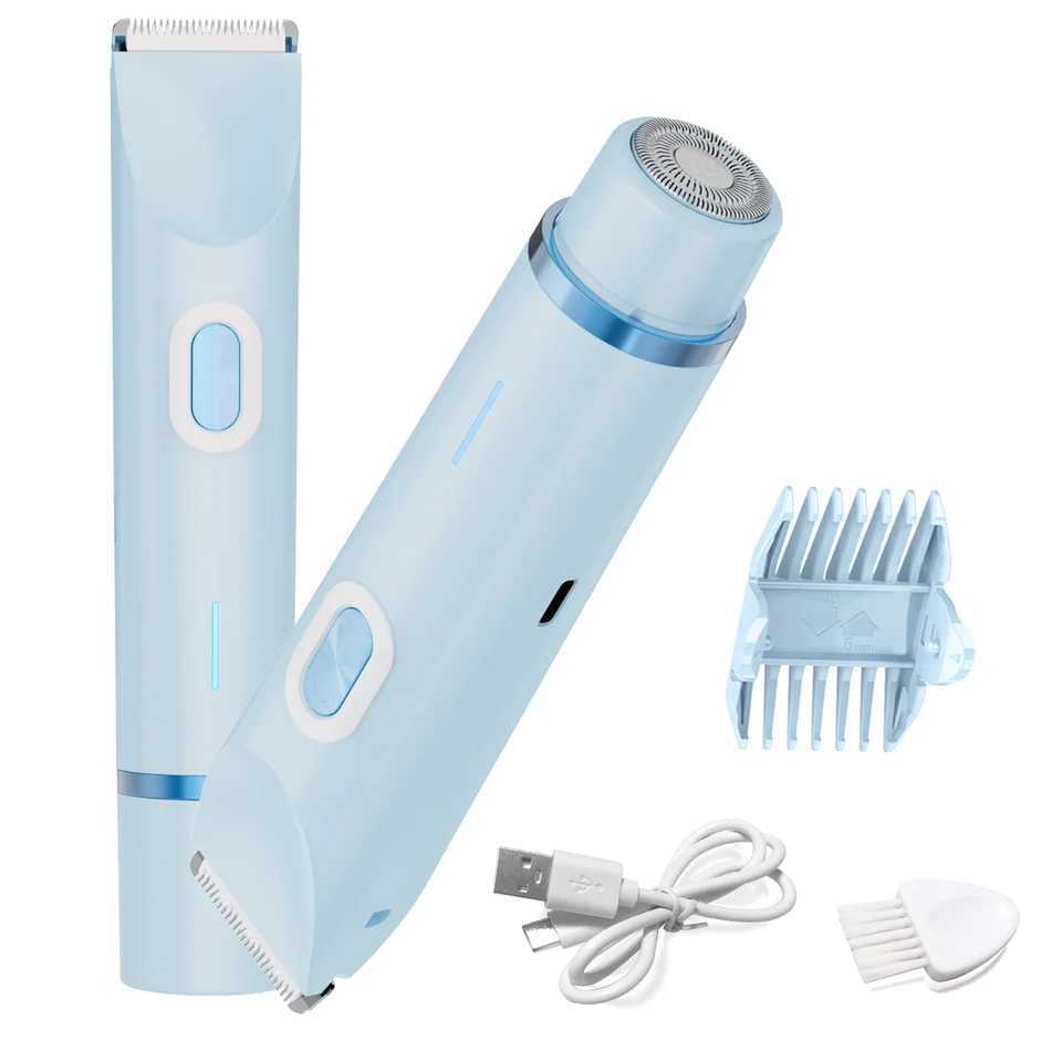 2-in-1 Dual-Head Hair Trimmer Electric Razor Shaver For Womens Bikini Trimmer for WomenLegs Armpit Face Pubic Hairs C251128
