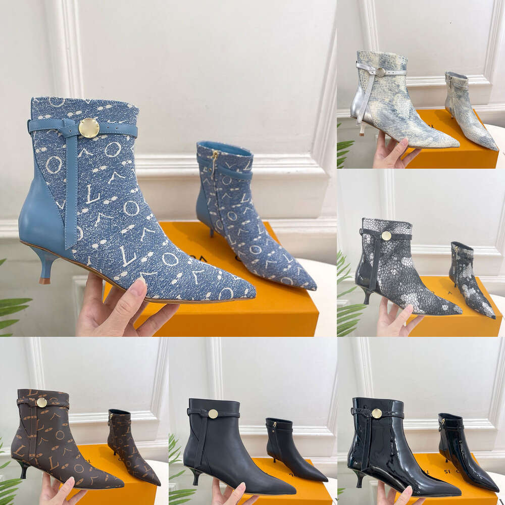 woman pointed Toe goblet stiletto heel booties luxury Ankle boot Designer shoe leather Patent Leather cowboy buckle strap Womens patty Vintage Ladie Martin Boot