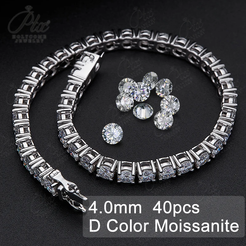 Unisex Hip Hop D VVS1 Moissanite Tennis Chain Original 925 Sterling Silver 3.0mm-6.5mm Moissanita Bracelet Necklace Hiphop Diamond Tennis Chain for Wo