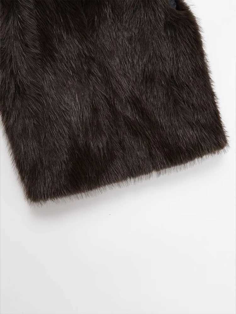 HH 2025 Elegant Women Sleeveless Faux Fur Effect Warm Waistcoat High Collar Zipper Vest Autumn Winter Office Lady OuterwearT251128