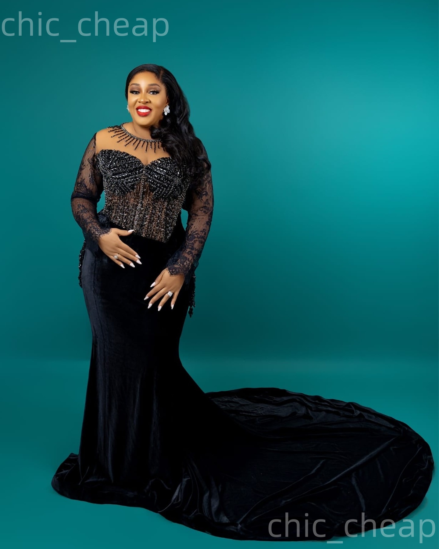 Aso Ebi Black Mermaid Prom Dresses 2026 Beaded Crystals Velvet Evening Formal Party Second Birthday Engagement Gowns Plus Size Dress For Special Occas