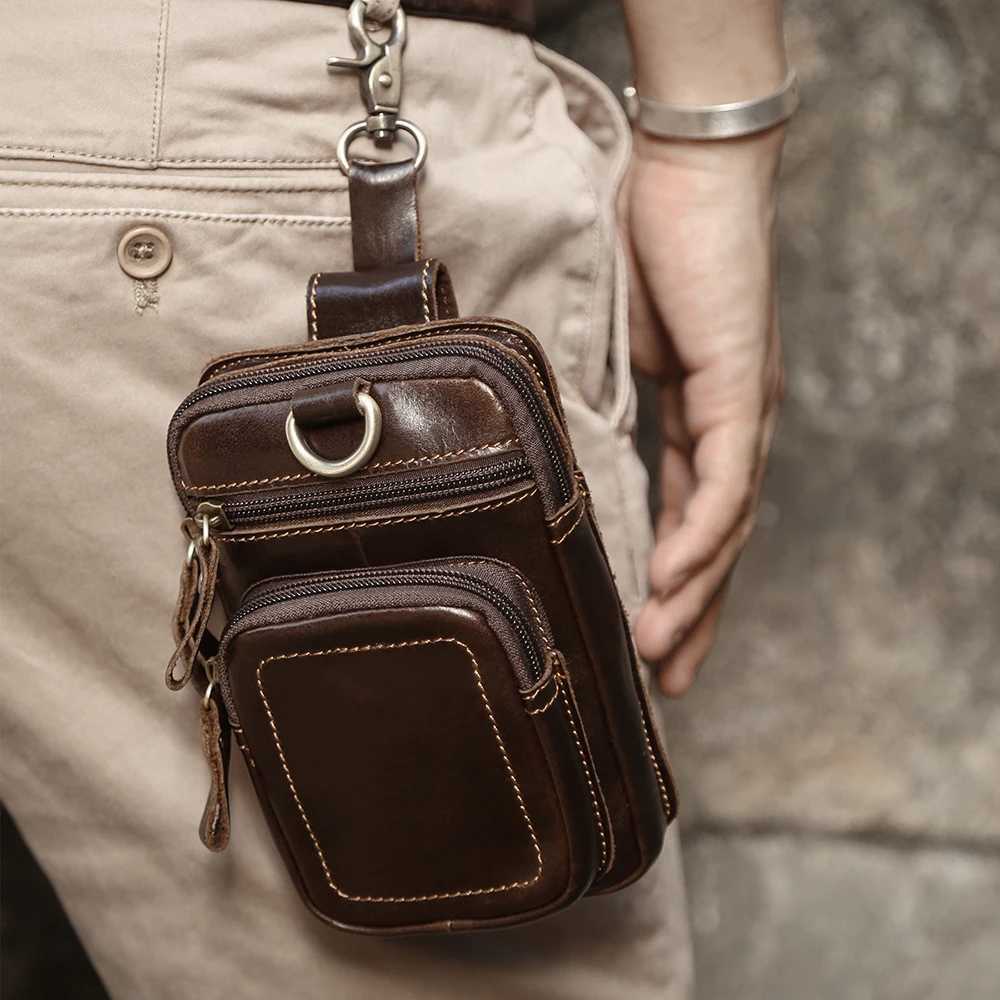 JOYIR Mens Leather Waist Bag Vintage Cowhide Leather Man Belt Pouch Casual Male Fanny Pack Waist Pack Phone Pouch NewT251128