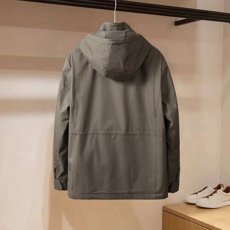 Italian LP 25 Autumn And Winter New Fashion Solid Color Men's Windproof Casual Removable Hooded Jacket
