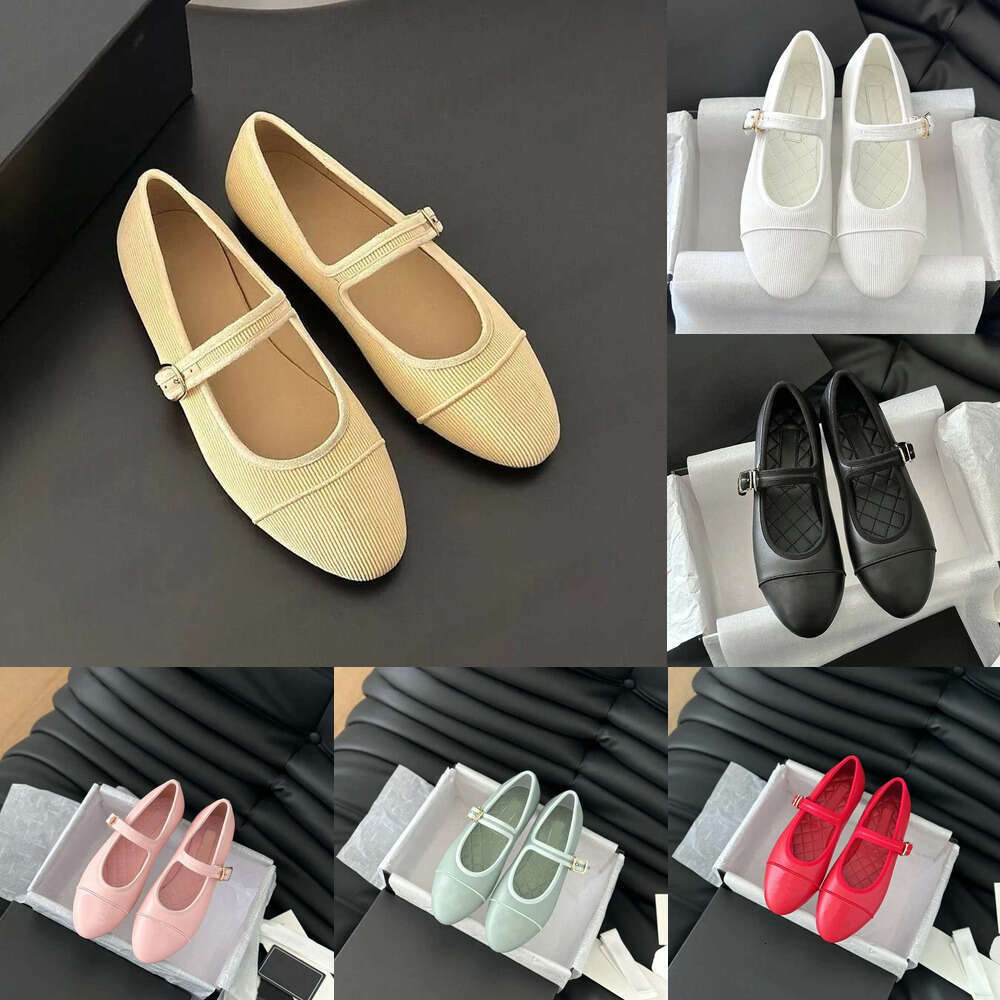 top Luxury Mary Jane ballet flat designer woman shoeClassic Cotton Fabric strap sandal loafers womens flat Dress Office shoes genuine leather Round toe slip on shoes
