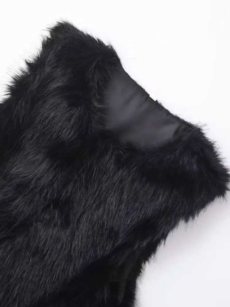 Womens Faux Fur Cropped Waistcoat O Neck Sleeveless Female Outerwear Chic Tops FashionT251128