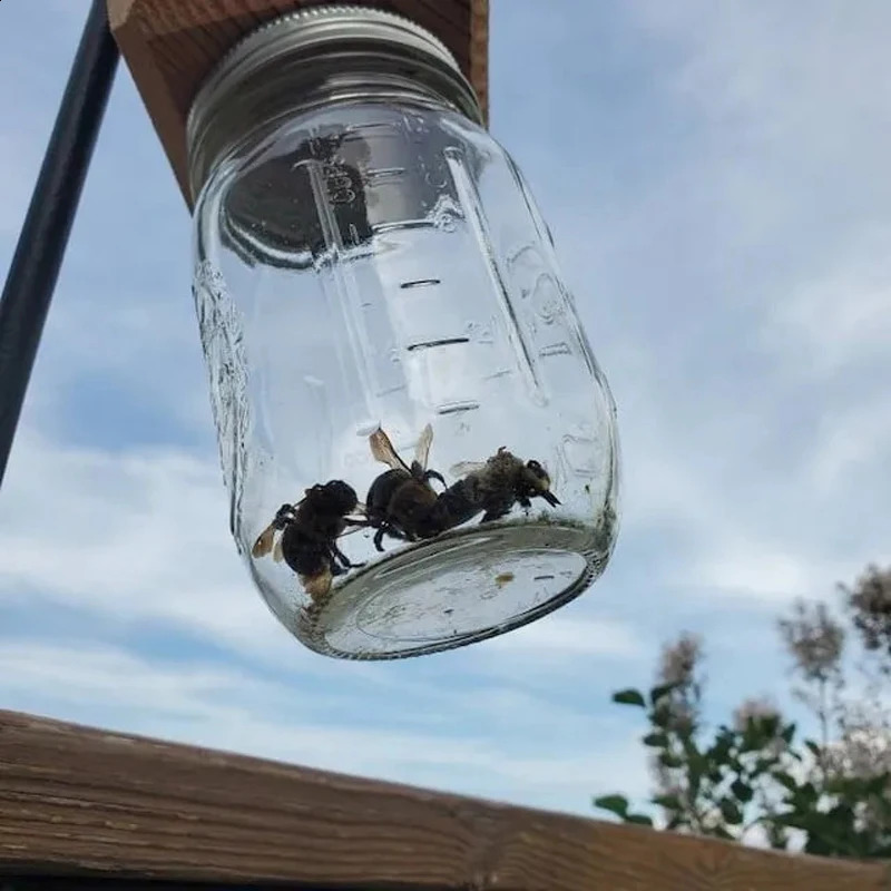 Carpenter Bee Trap - Five story roof style natural hanging carpenter bee trap - insect trap with detachable safe 250425