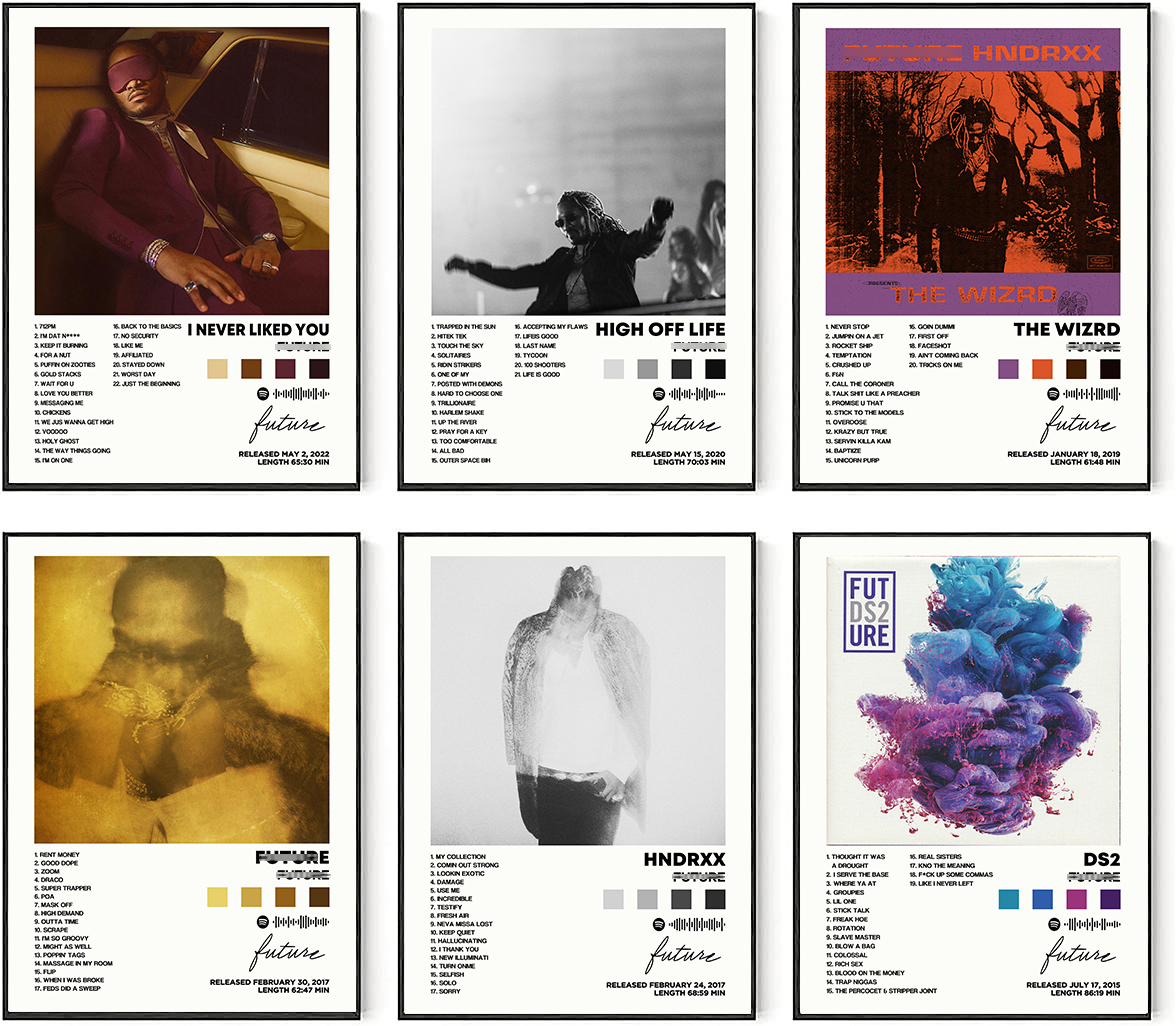 Album Cover Signed Limited Posters Print Rapper Music Canvas Posters Wall Art Room Aesthetic Set of 6 for Teen and Girls Dorm Decor 8x10 inch Unframed