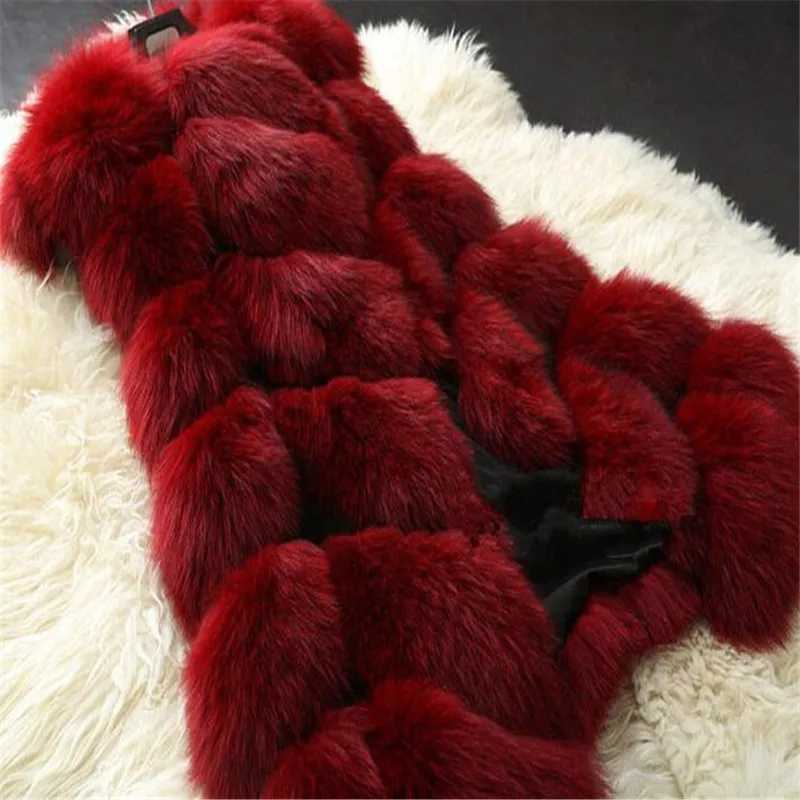 High Quality Fur Vest Coat Luxury Faux Fox Warm Women Coats Vest Winter Fashion Fur Womens Coat Jacket Vest 4XL Fur CoatT251128