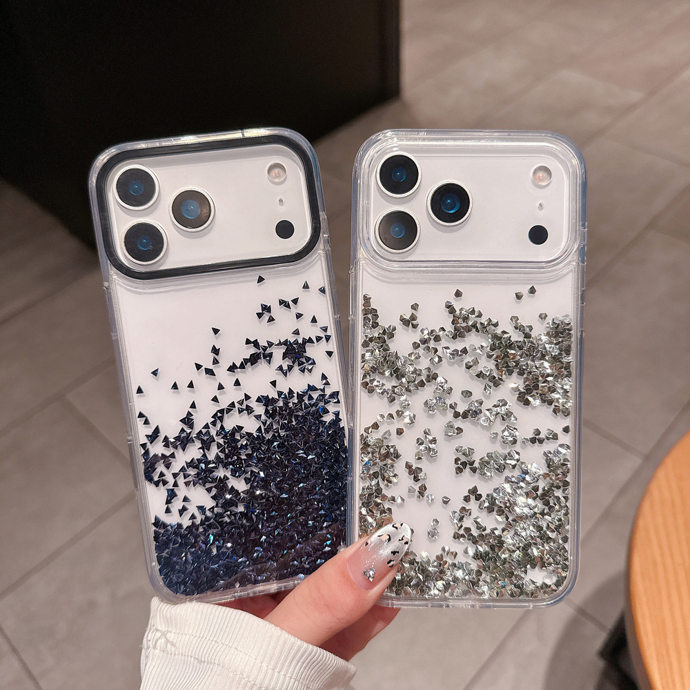 Transparent Flowing Sand Phone Case iPhone 17 Compatible with Apple 16/15/14 Pro Max Fashion Light Luxury High-end Feel