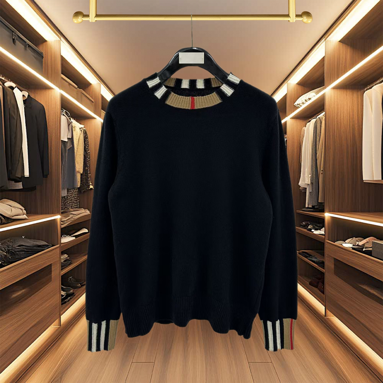 High quality designer men's sweater men's T-shirt fashionable round neck pullover men's long sleeved sweater